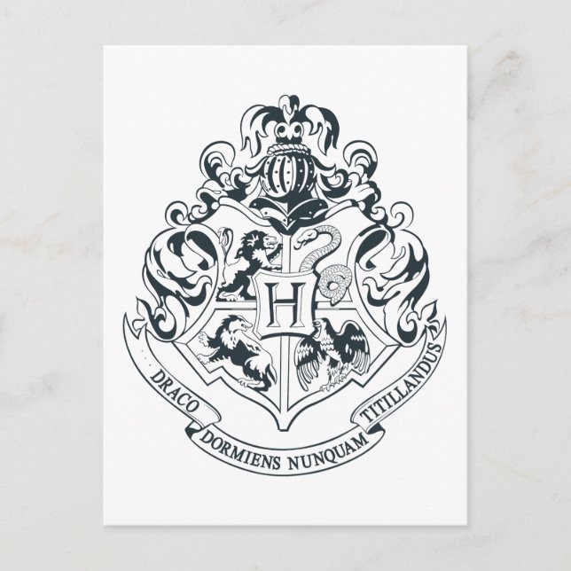 Harry Potter | Hogwarts Crest - Black and White Postcard (Front)