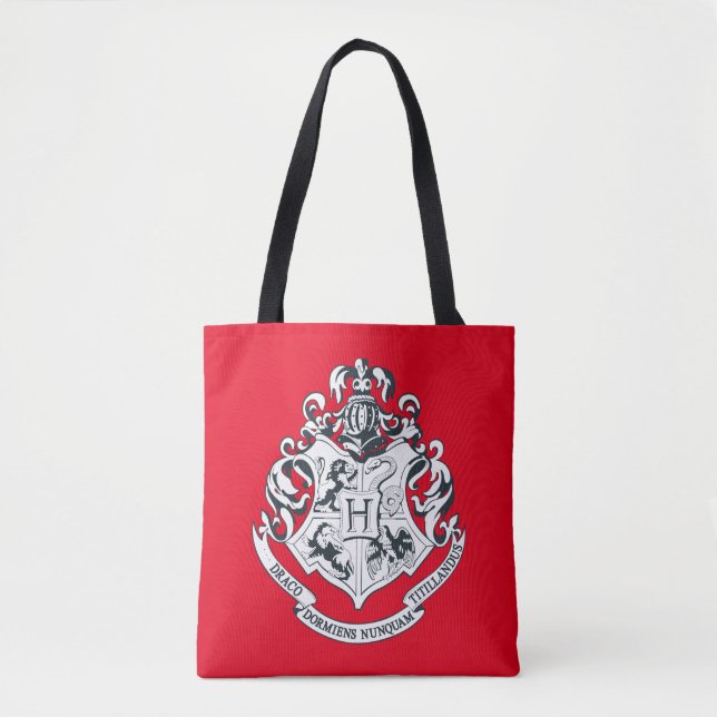 Harry Potter | Hogwarts Crest - Black and White Tote Bag (Front)