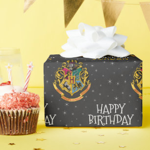 Harry Potter   Hogwarts Crest - Happy Birthday Wrapping Paper
