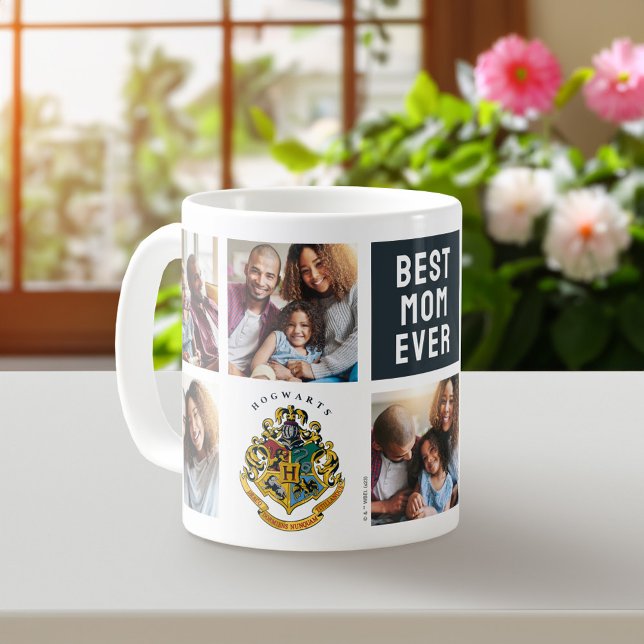 Harry Potter | Hogwarts Crest - Mum Photo Collage Coffee Mug (Mug on table)