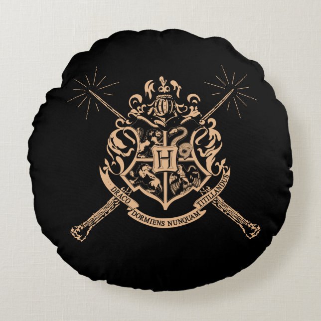 Harry Potter | Hogwarts Crossed Wands Crest Round Cushion (Front)
