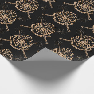 Harry Potter   Hogwarts Crossed Wands Crest Wrapping Paper