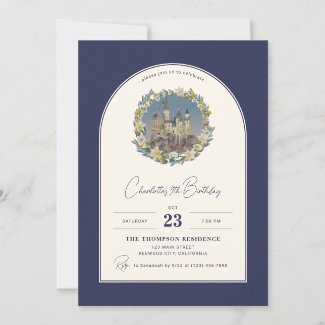 Harry Potter Hogwarts Floral Arch Birthday  Invitation (Front)