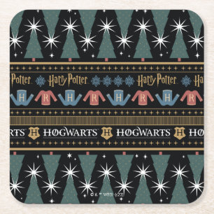 HARRY POTTER™ Holiday Sweater Pattern Square Paper Coaster