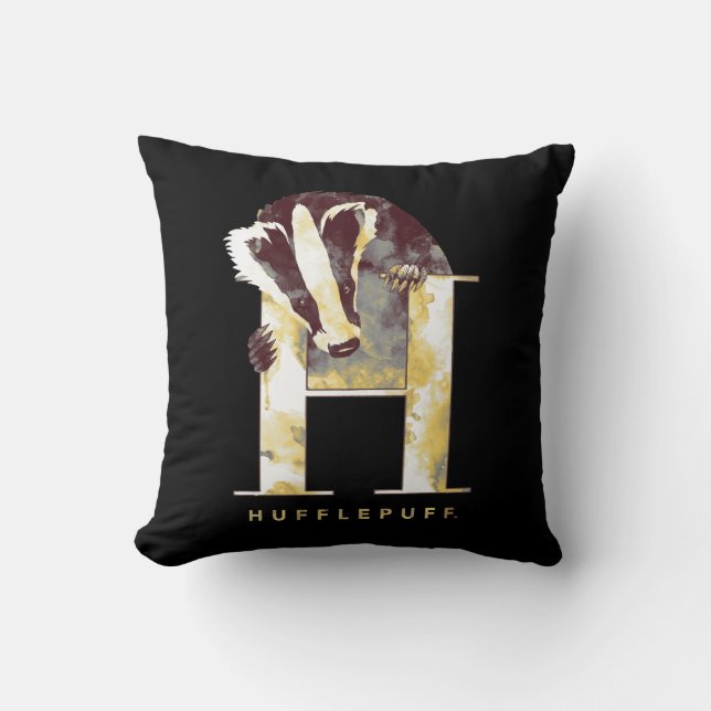 Harry Potter | HUFFLEPUFF™ Badger Watercolor Cushion (Front)
