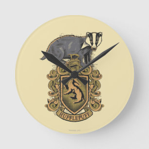 Harry Potter   Hufflepuff Crest with Badger Round Clock