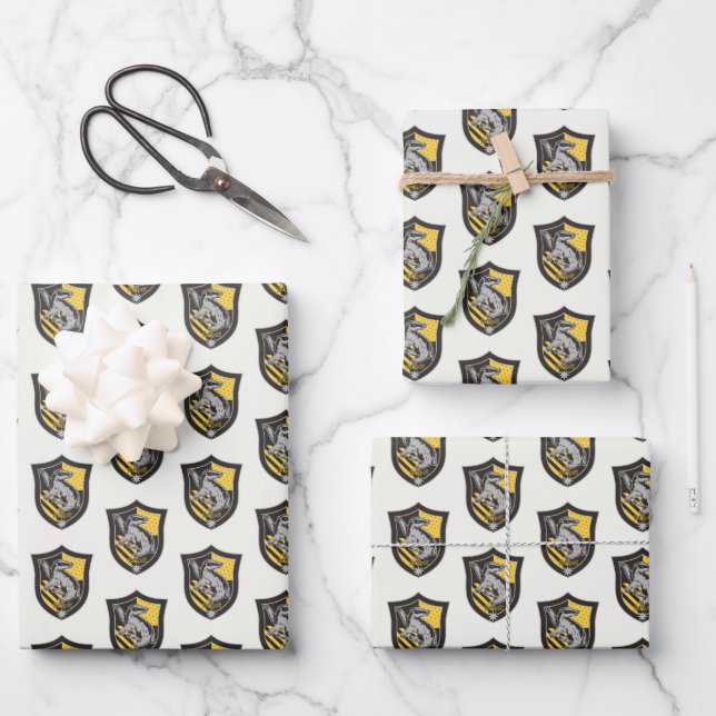 Harry Potter | Hufflepuff House Pride Crest 2 Wrapping Paper Sheet (Front)