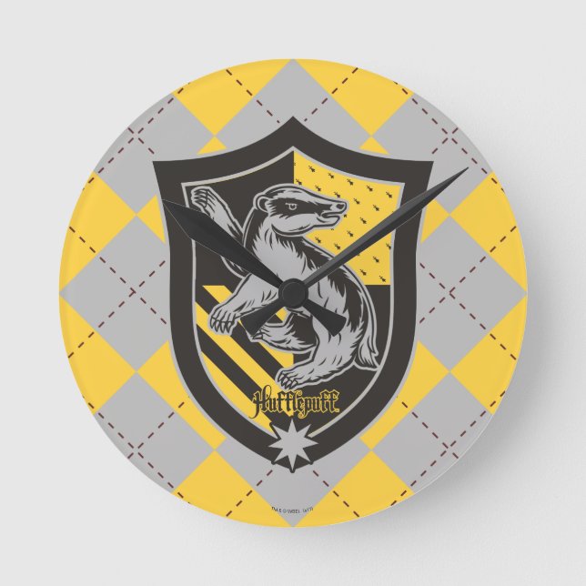 Harry Potter | Hufflepuff House Pride Crest Round Clock (Front)