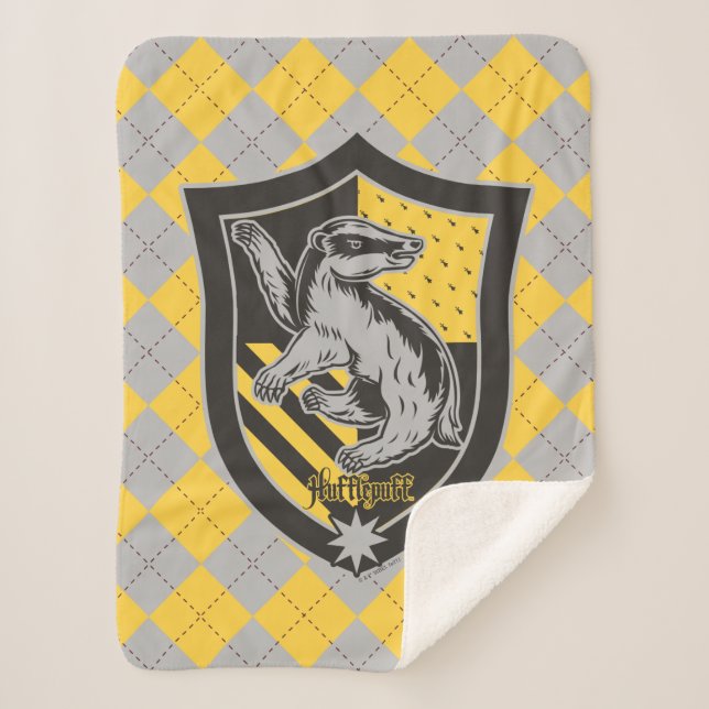Harry Potter | Hufflepuff House Pride Crest Sherpa Blanket (Front)