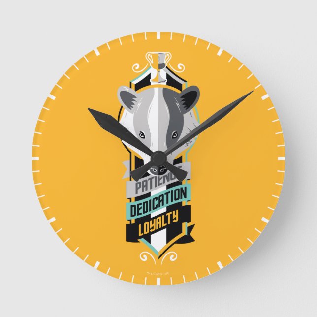 Harry Potter | HUFFLEPUFF™ House Traits Sigil Round Clock (Front)