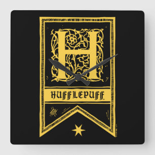 Harry Potter   Hufflepuff Monogram Banner Square Wall Clock
