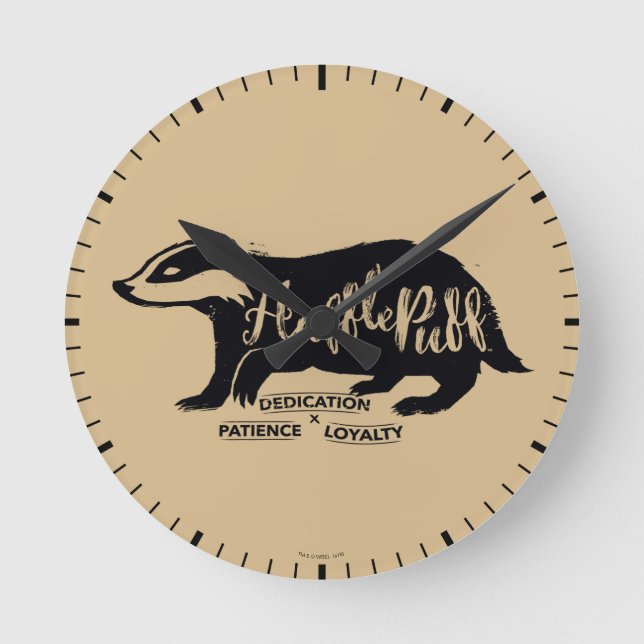Harry Potter | HUFFLEPUFF™ Silhouette Typography Round Clock (Front)