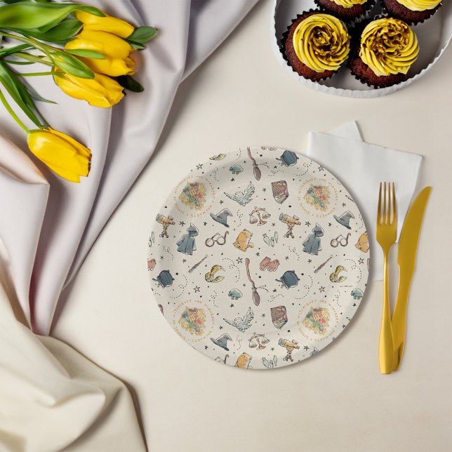 Harry Potter Icons Pattern - Baby Shower Paper Plate (Plate on table)