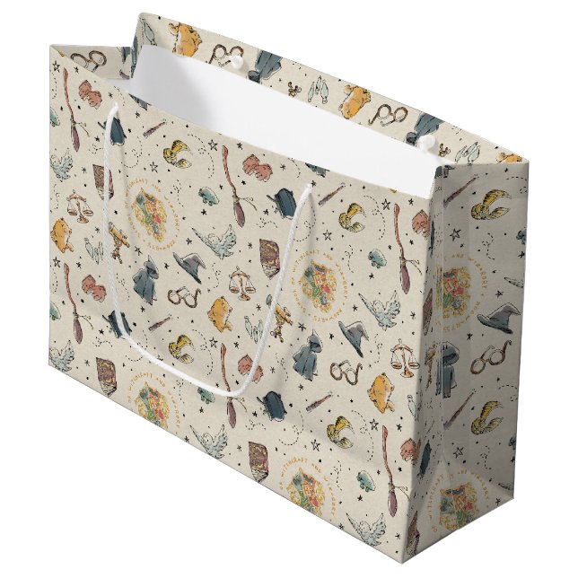 Harry Potter Icons Pattern - Birthday Large Gift Bag (Front Angled)