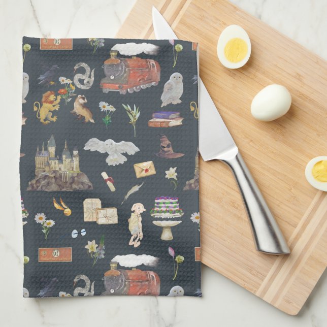 HARRY POTTER™ | Icons Pattern Tea Towel (Quarter Fold)