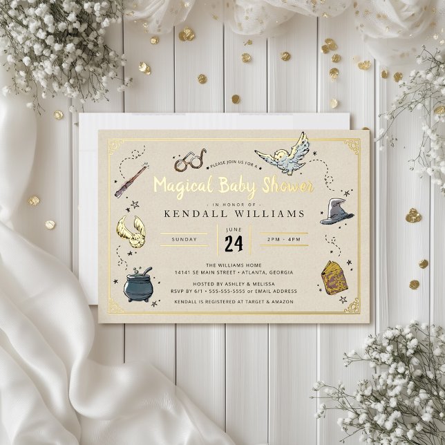 Harry Potter Magical Baby Shower (Invitation simulated on table)