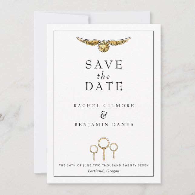 Harry Potter Magical Watercolor Wedding Save The Date (Front)