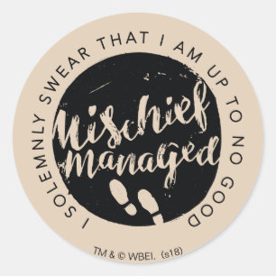 Harry Potter   Marauder's Map Charms Typography Classic Round Sticker