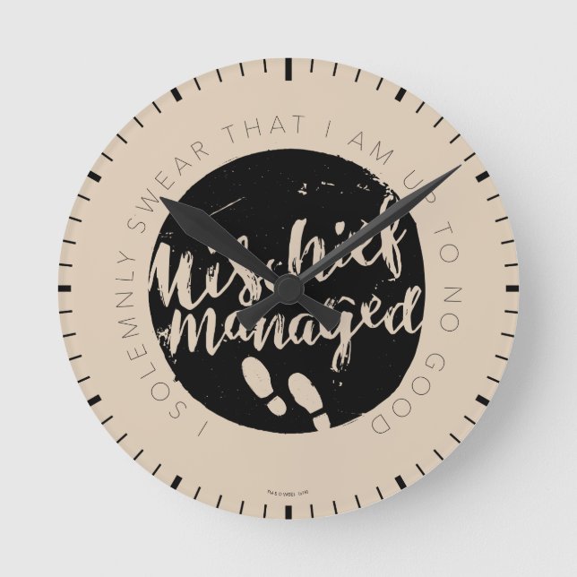 Harry Potter | Marauder's Map Charms Typography Round Clock (Front)