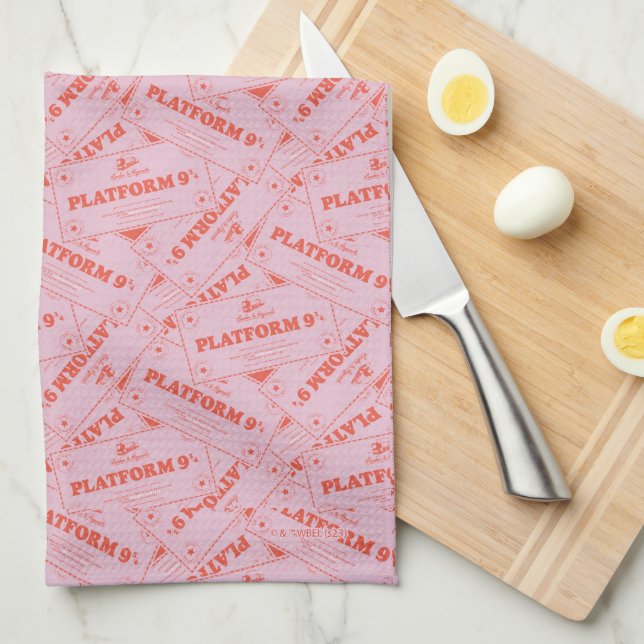 HARRY POTTER™ | Platforn 9 3/4 Train Tickets Tea Towel (Quarter Fold)