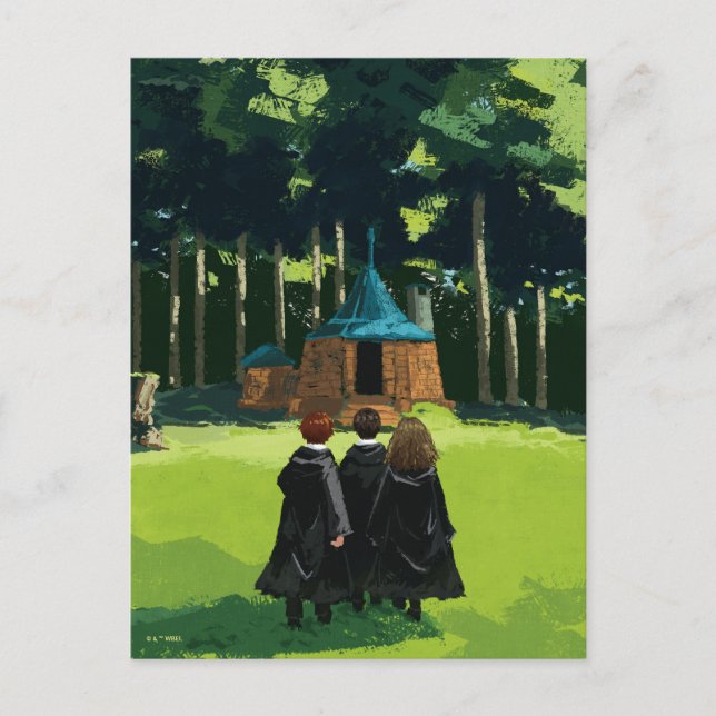 HARRY POTTER™, Ron, & Hermione at Hagrid's Hut Postcard (Front)