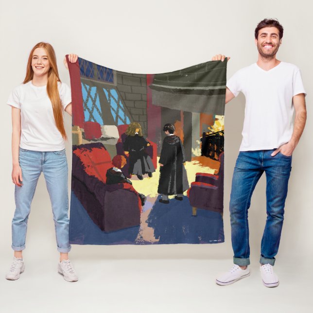 HARRY POTTER™, Ron, & Hermione in Common Room Fleece Blanket (In Situ)