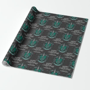 Harry Potter   Slytherin Crest - Happy Christmas Wrapping Paper
