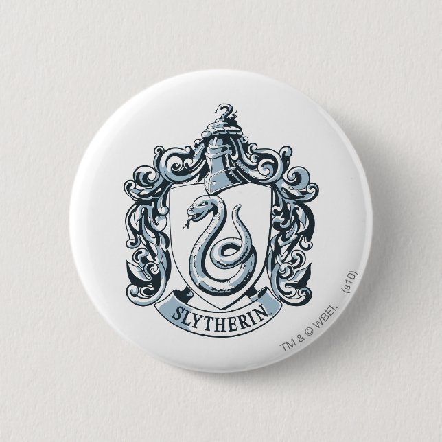 Harry Potter | Slytherin Crest - Ice Blue 6 Cm Round Badge (Front)