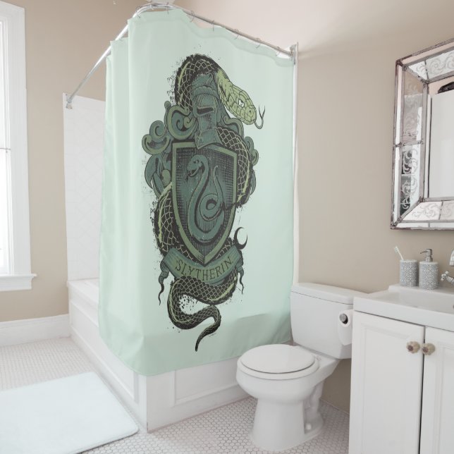 Harry Potter  | Slytherin Crest Shower Curtain (In Situ)