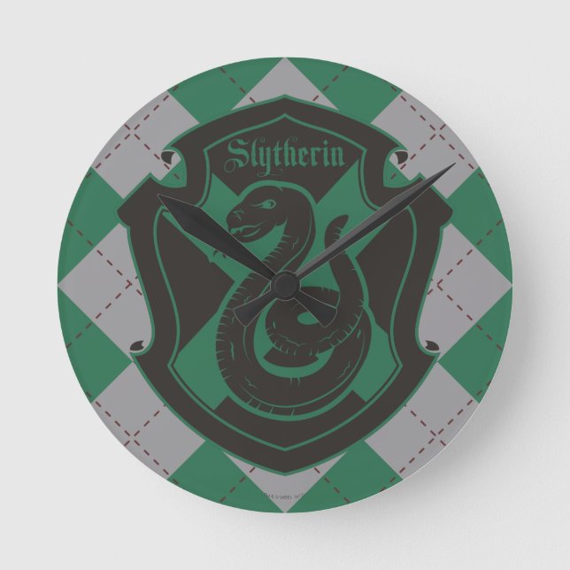 Harry Potter | Slytherin House Pride Crest Round Clock (Front)