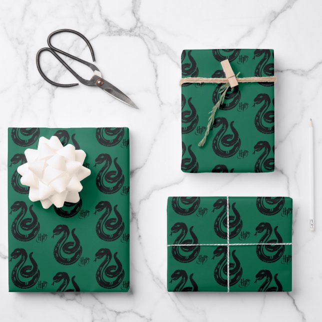 Harry Potter | Slytherin Snake Icon Wrapping Paper Sheet (Front)