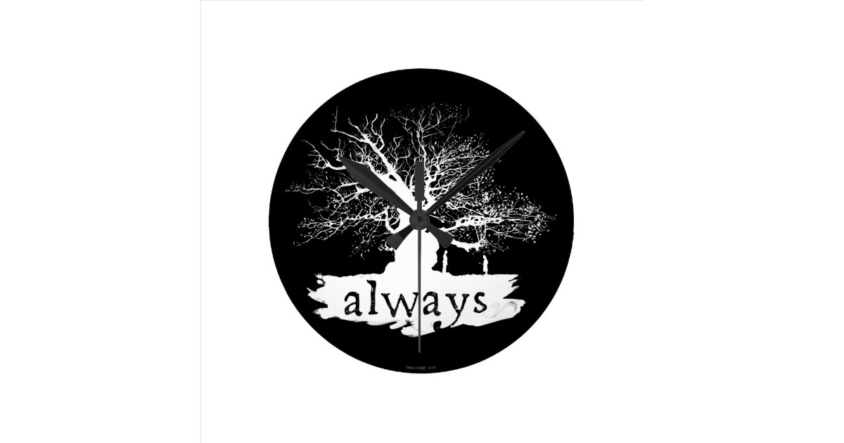 Harry Potter Spell Always Quote Silhouette Round Clock Zazzle au