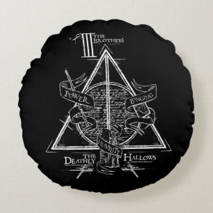 Harry Potter Spell   DEATHLY HALLOWS Graphic Round Cushion
