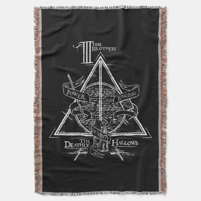 Harry Potter Spell | DEATHLY HALLOWS Graphic Throw Blanket (Front Vertical)