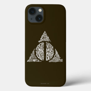 Harry Potter Spell   DEATHLY HALLOWS Typography Gr iPhone 13 Case
