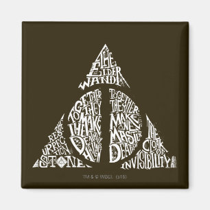 Harry Potter Spell   DEATHLY HALLOWS Typography Gr Magnet