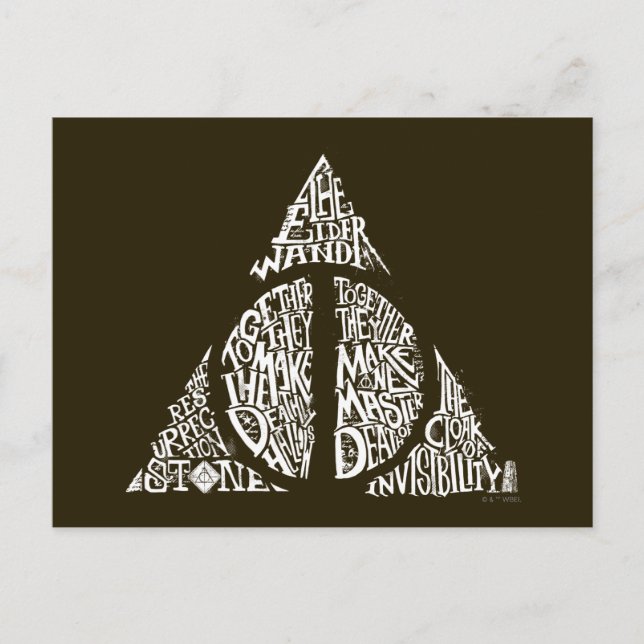 Harry Potter Spell | DEATHLY HALLOWS Typography Gr Postcard (Front)