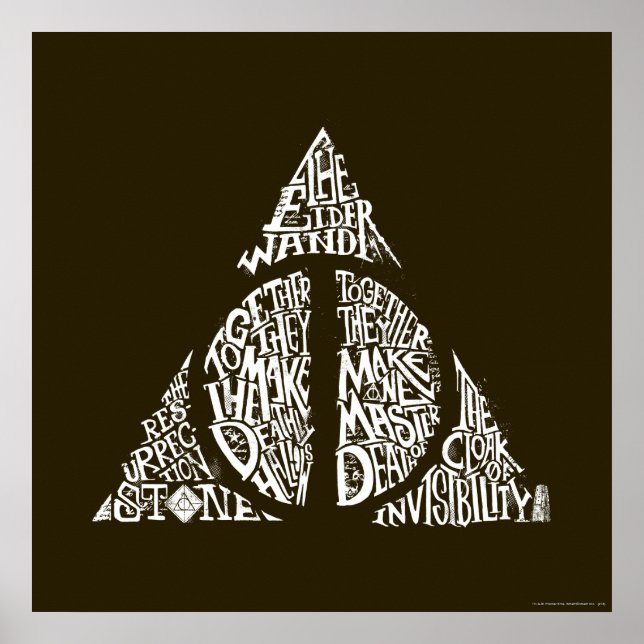 Harry Potter Spell | DEATHLY HALLOWS Typography Gr Poster (Front)
