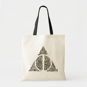 Harry Potter Spell   DEATHLY HALLOWS Typography Gr Tote Bag