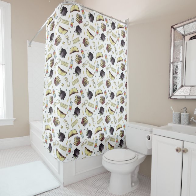 HARRY POTTER™ Spells & Books Pattern Shower Curtain (In Situ)