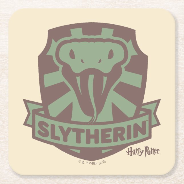 HARRY POTTER™ | Summer Magic SLYTHERIN™ Crest Square Paper Coaster (Front)