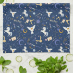 HARRY POTTER™ Summer Solstice Icon Pattern Tea Towel<br><div class="desc">Dive into a starry night of wizarding wonder with this enchanting magical icons pattern. Set against a deep midnight-blue background, this all-over print features a delightful mix of floating letters, golden snitches, wands, glasses, constellations, moons, lightning bolts, unicorns, and soaring owls. The celestial details and scattered sparkles create a dreamy,...</div>