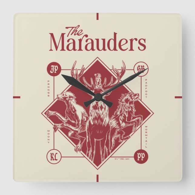 HARRY POTTER™ The Marauders Animagus Graphic Square Wall Clock (Front)