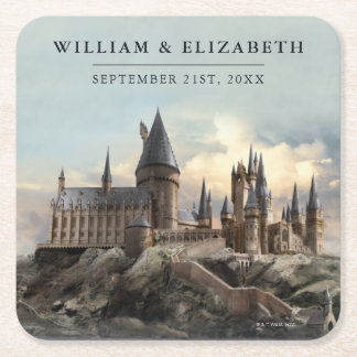 Harry Potter Wedding | Hogwarts Castle Square Paper Coaster