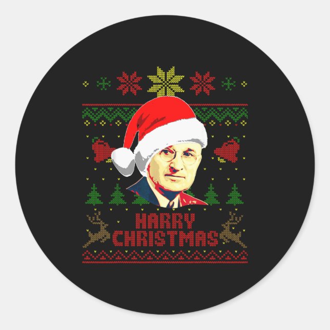 Harry S Truman Funny Christmas  Classic Round Sticker (Front)