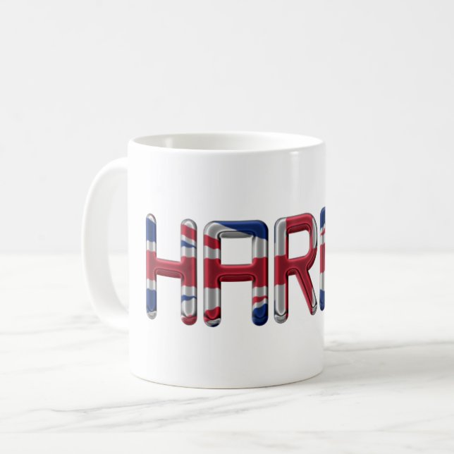 Harry UK Flag Name Union Jack Typography Coffee Mug (Front Left)