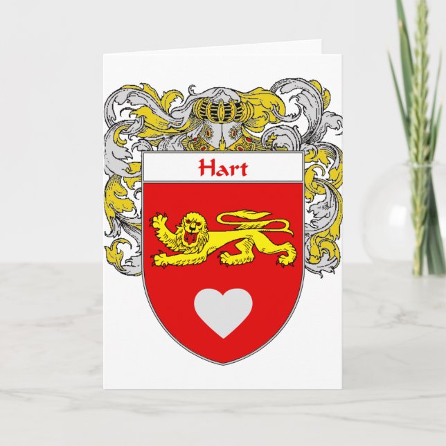 Hart Coat of Arms/Family Crest (Mantled) Holiday Card (Front)