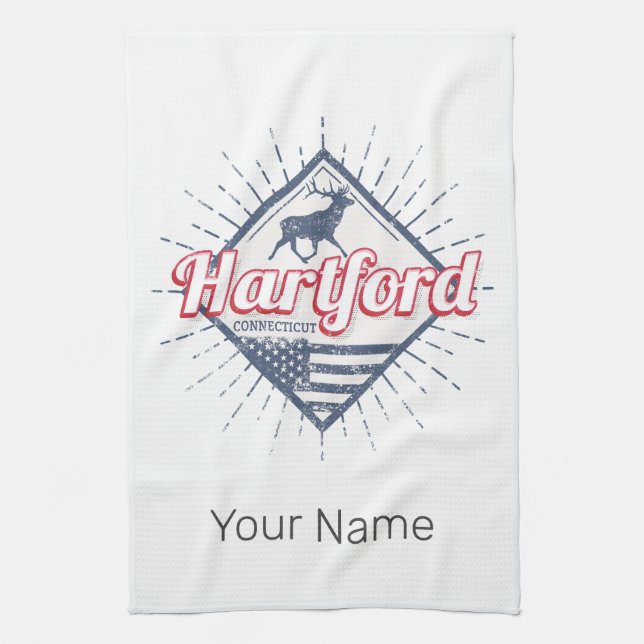 Hartford City Connecticut United States USA Tea Towel (Vertical)