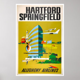 Hartford Connecticut Art Vintage Travel Poster