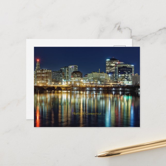 Hartford, Connecticut cityscape Postcard (Front/Back In Situ)